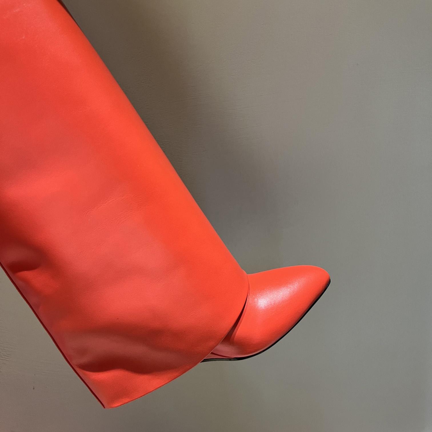 Givenchy Shark Lock Leather Knee-high Boots - FashionPlug