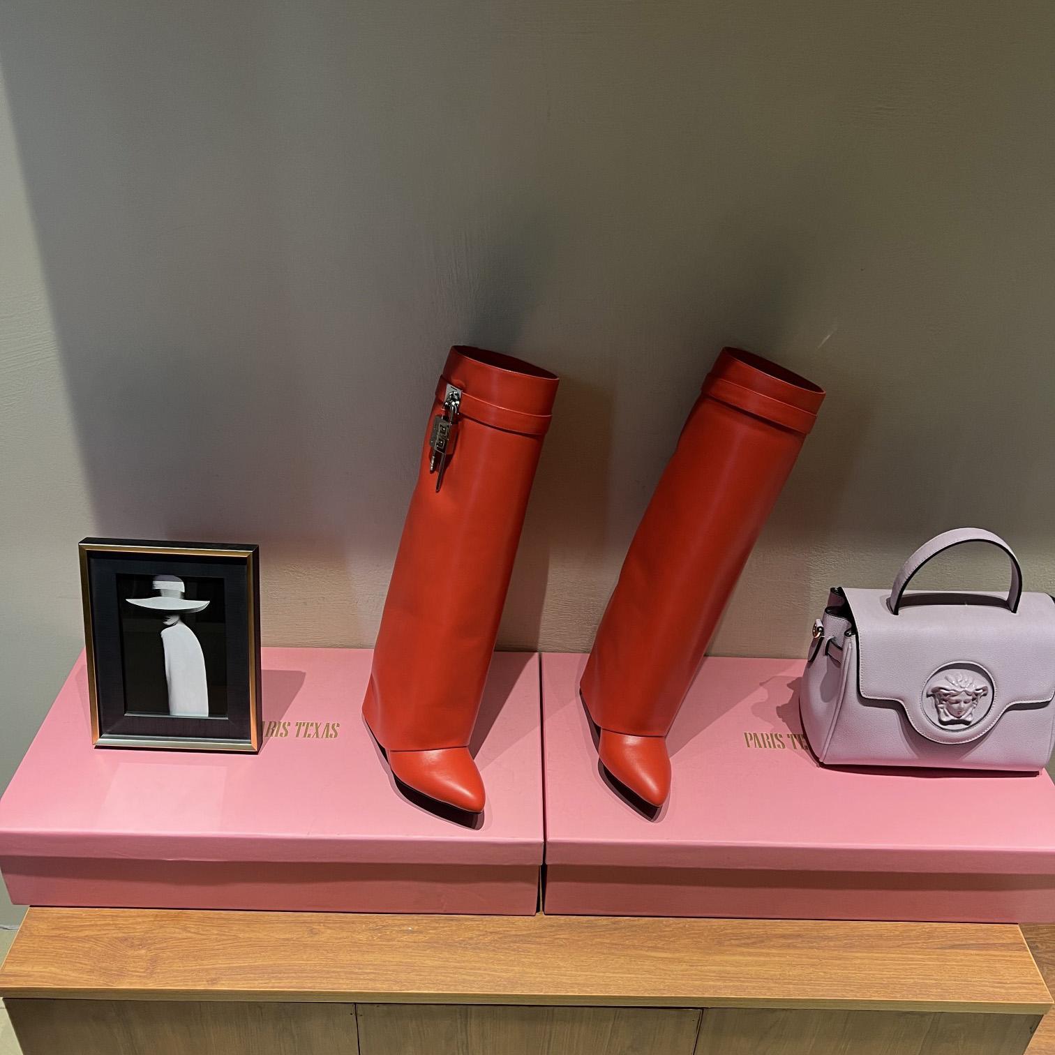 Givenchy Shark Lock Leather Knee-high Boots - FashionPlug