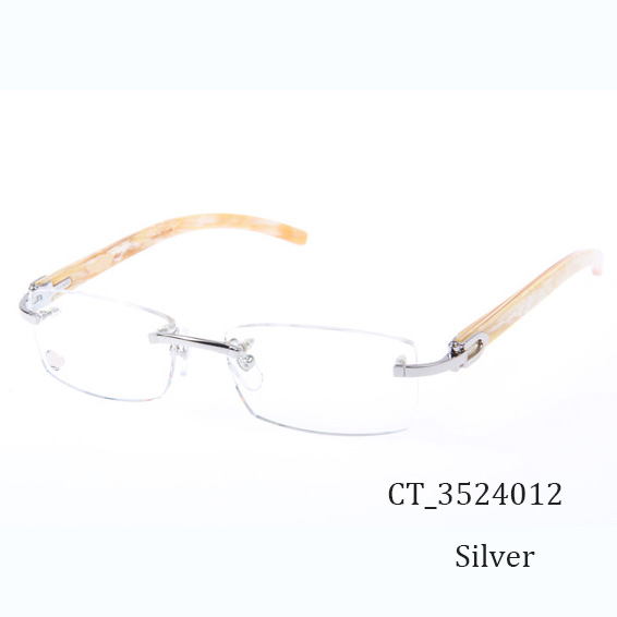 Cartier CT_3524012 White Buffalo Eyeglasses In Silver - FashionPlug