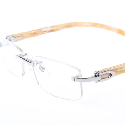 Cartier CT_3524012 White Buffalo Eyeglasses In Silver - FashionPlug