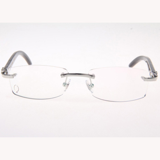 Cartier CT_3524012 White Mix Black Buffalo Eyeglasses In Silver - FashionPlug