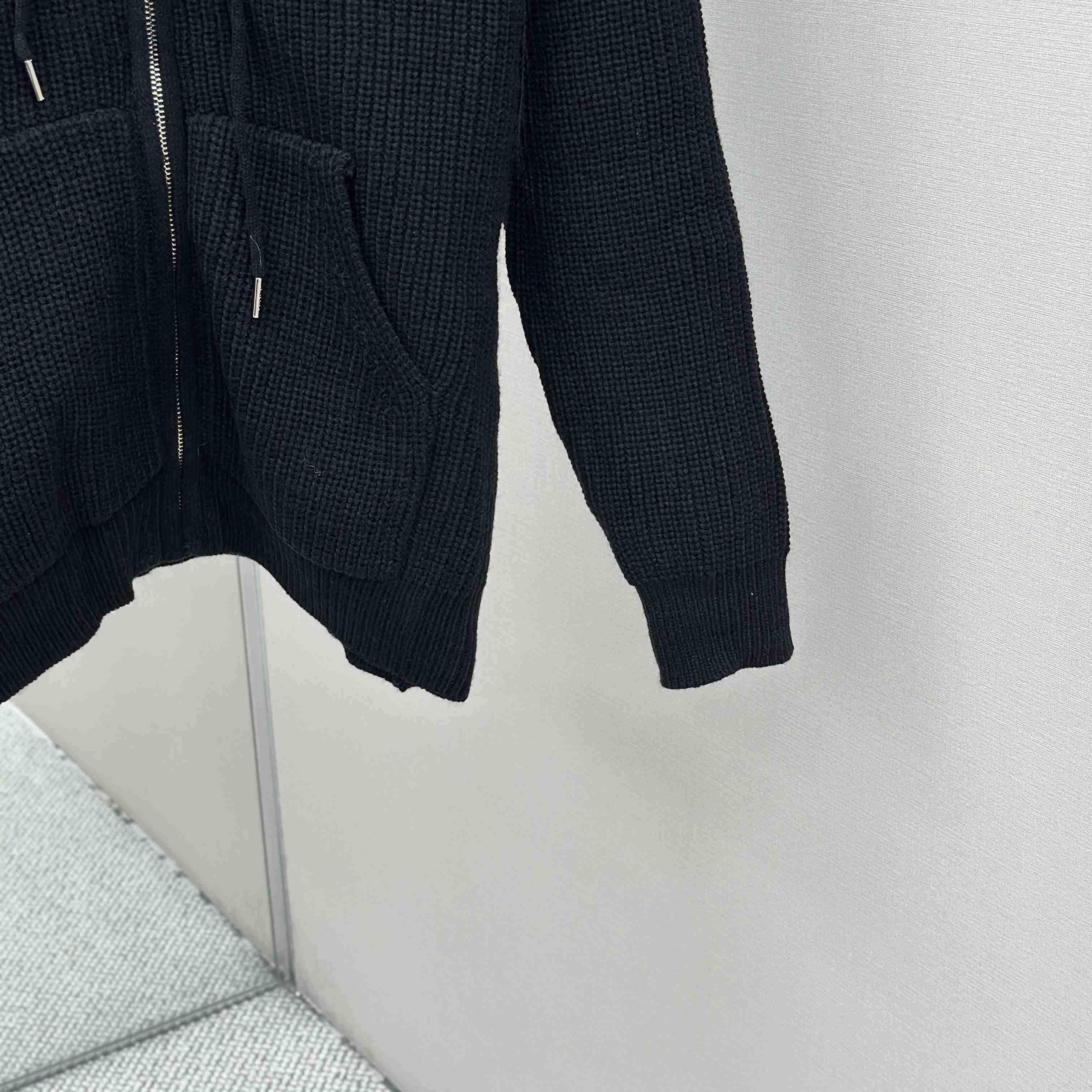 Celine Hooded Cardigan In Ribbed Wool - FashionPlug