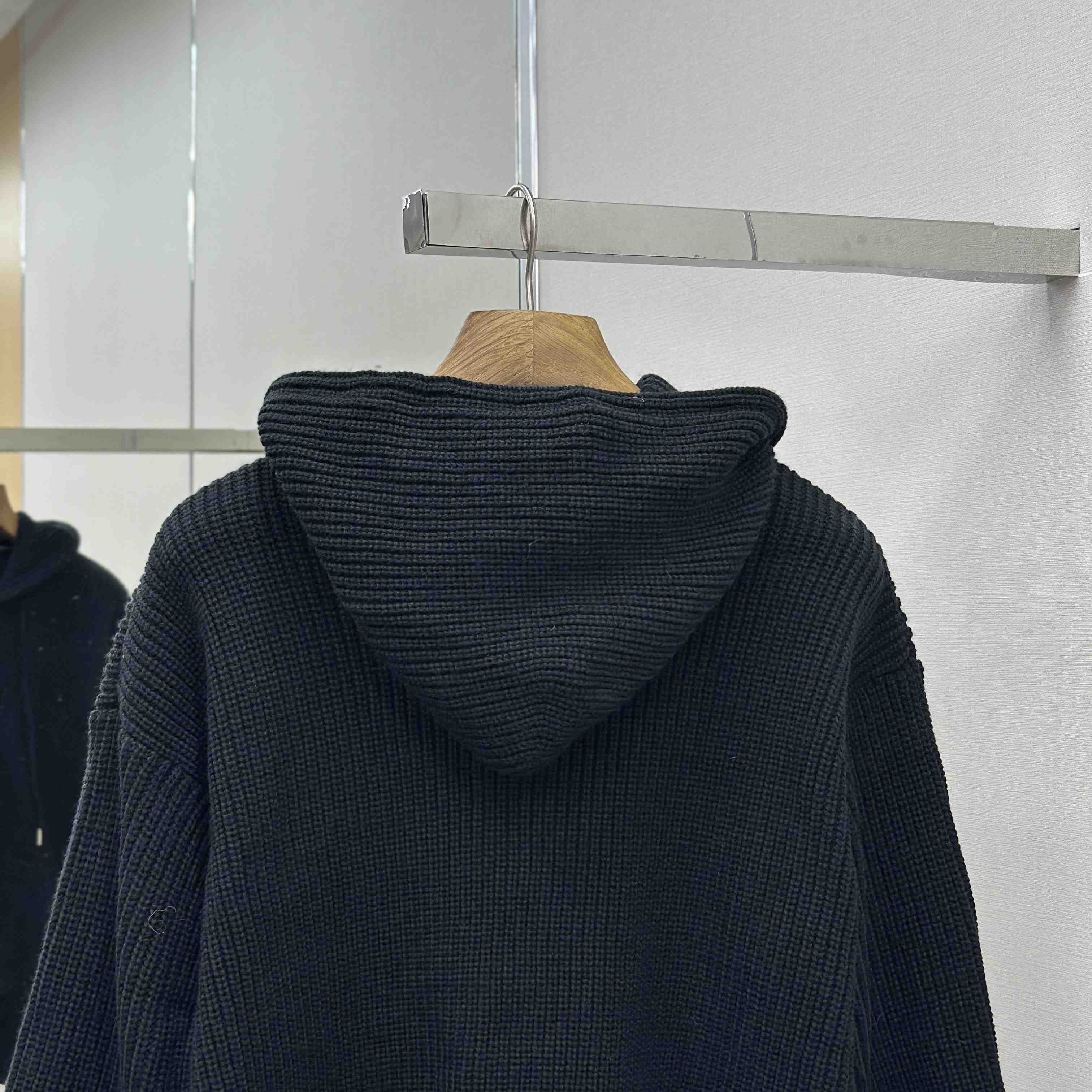 Celine Hooded Cardigan In Ribbed Wool - FashionPlug