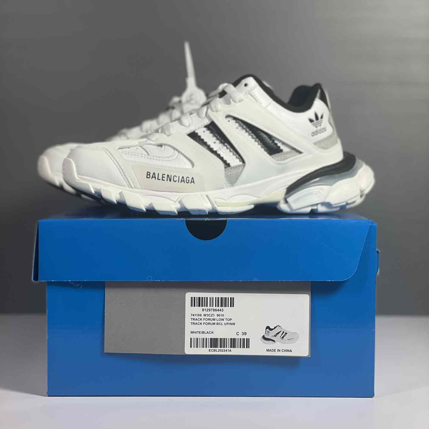 Adidas x Balenciaga Track Sneaker 'White Black' - FashionPlug