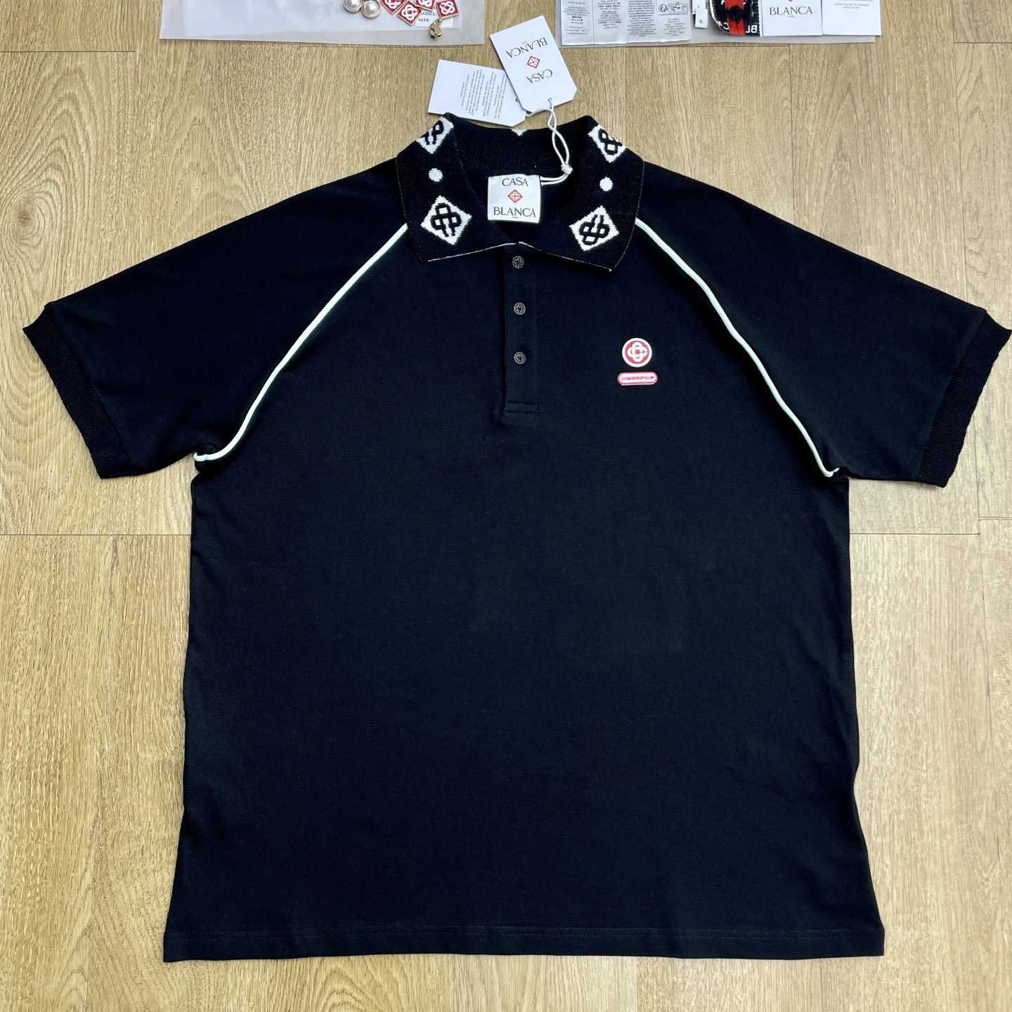 Casablanca Chenille Collar Raglan Polo Shirt   c1107 - FashionPlug