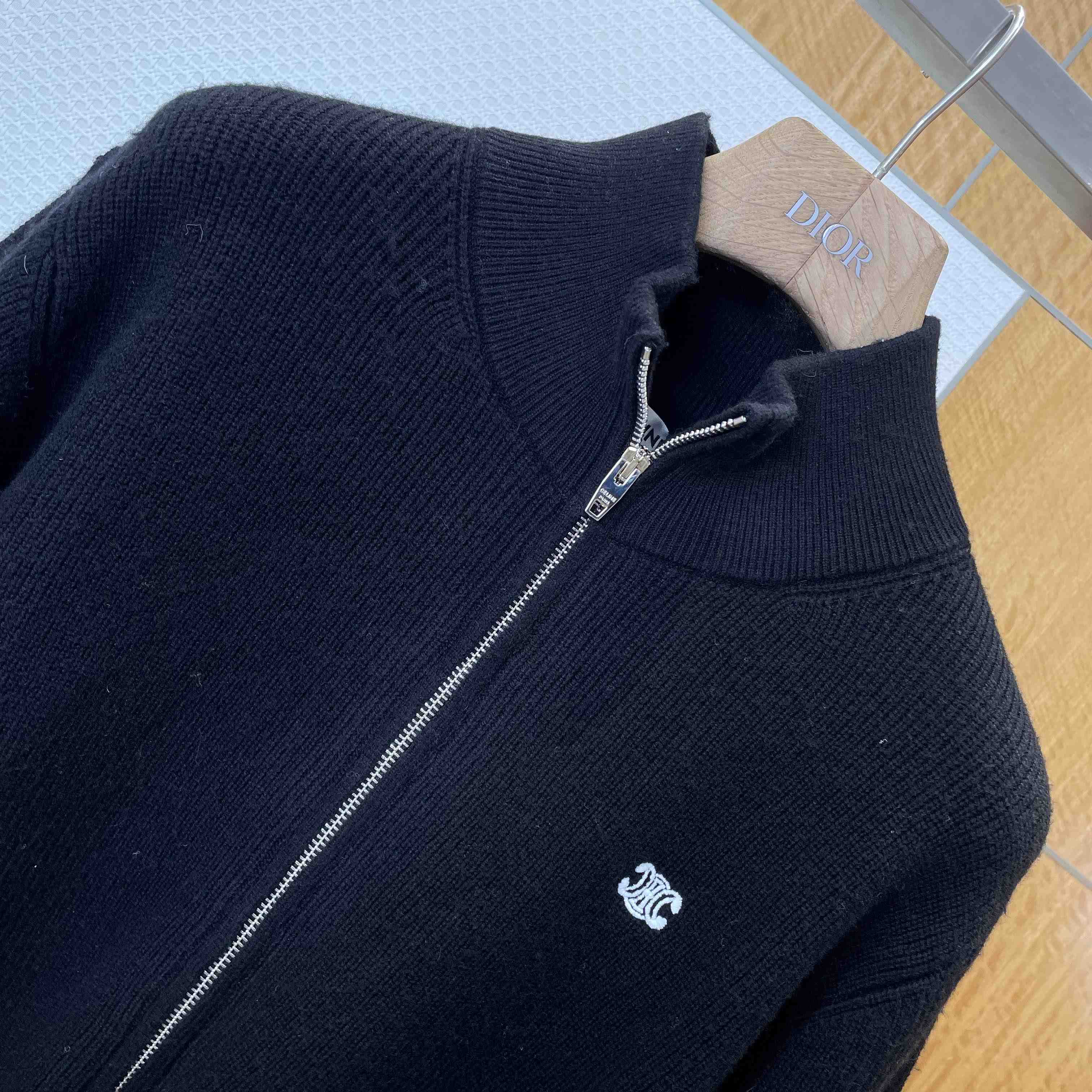 Celine Triomphe Trucker Sweater In Ribbed Wool - FashionPlug