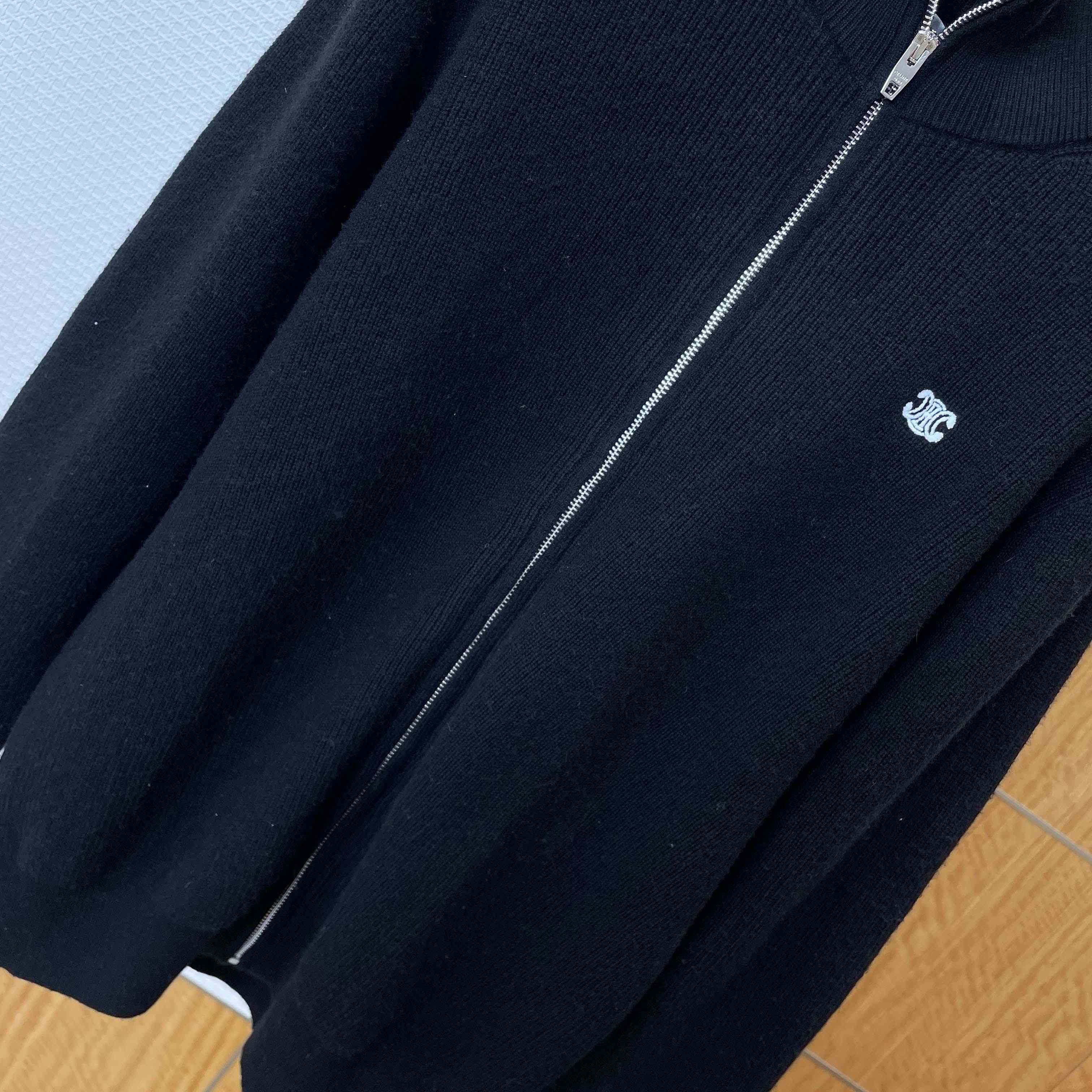 Celine Triomphe Trucker Sweater In Ribbed Wool - FashionPlug