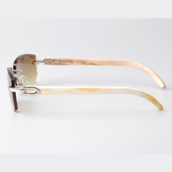 Cartier CT_3524012 White Buffalo Sunglasses In Silver Brown - FashionPlug