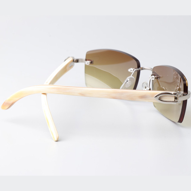 Cartier CT_3524012 White Buffalo Sunglasses In Silver Brown - FashionPlug