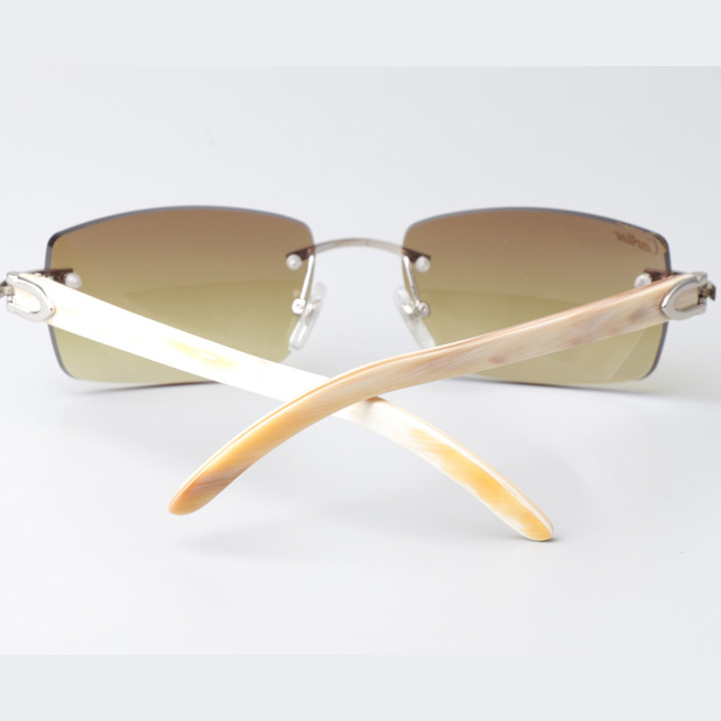 Cartier CT_3524012 White Buffalo Sunglasses In Silver Brown - FashionPlug