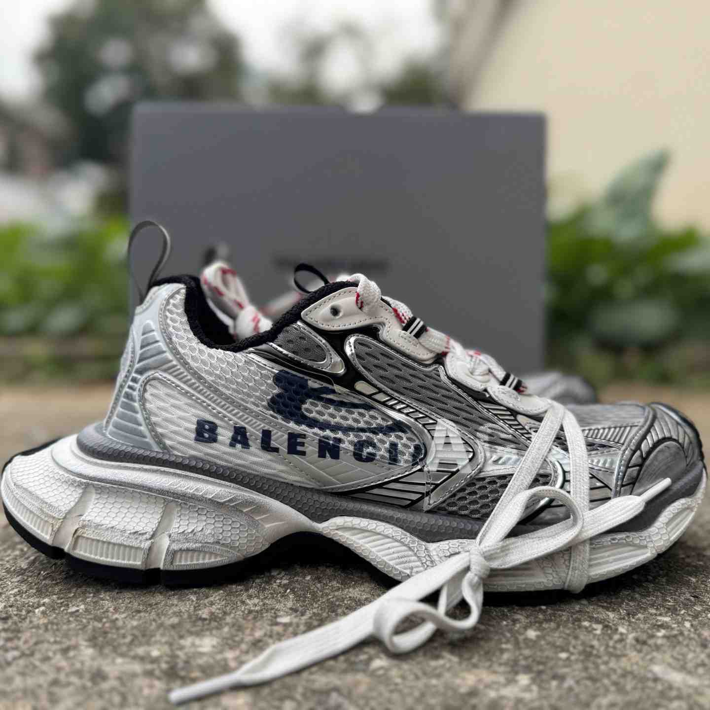 Balenciaga 3XL Mesh “Grey” Distressed Low-Top Dad Sneakers 840090 W3XSG 9239 - FashionPlug