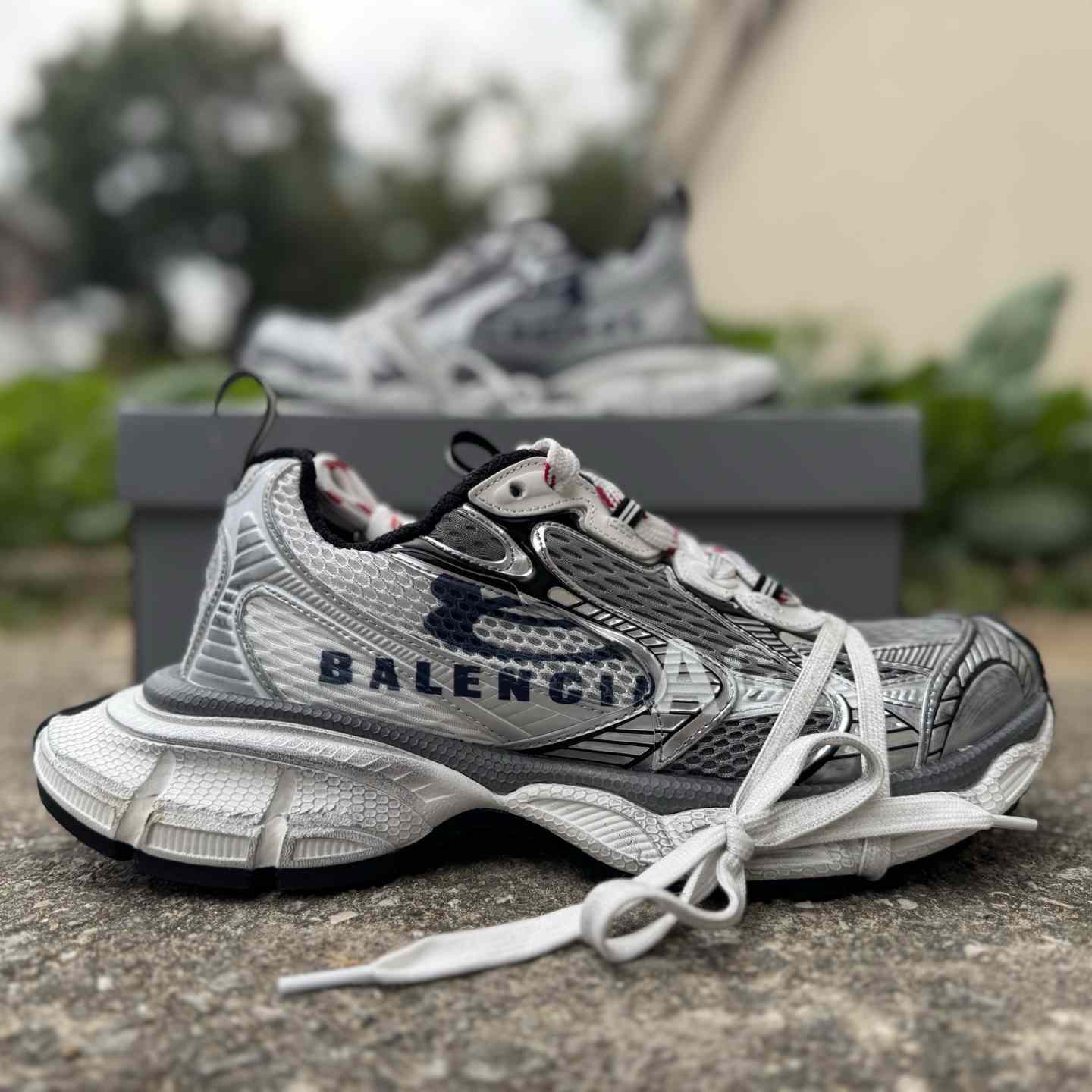 Balenciaga 3XL Mesh “Grey” Distressed Low-Top Dad Sneakers 840090 W3XSG 9239 - FashionPlug