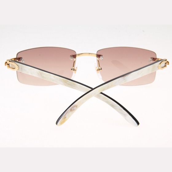 Cartier CT_3524012 White Mix Black Buffalo Sunglasses In Gold Brown - FashionPlug