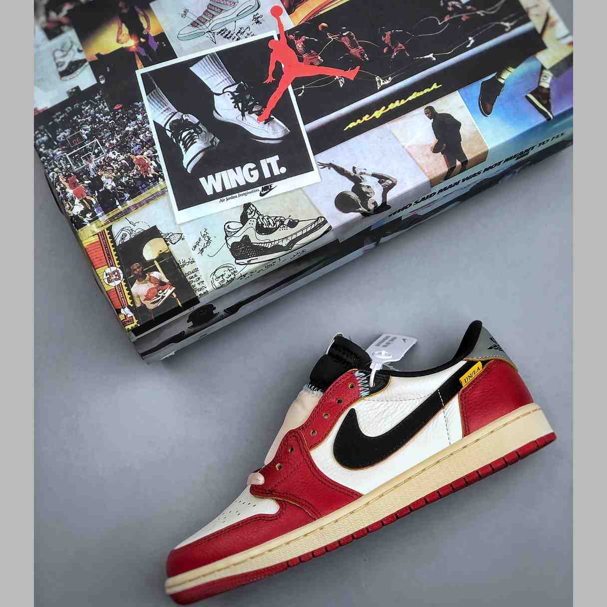 Air Jordan 1 Low “UN White/Red” Lifestyle Sneakers HQ6998-6001 - FashionPlug