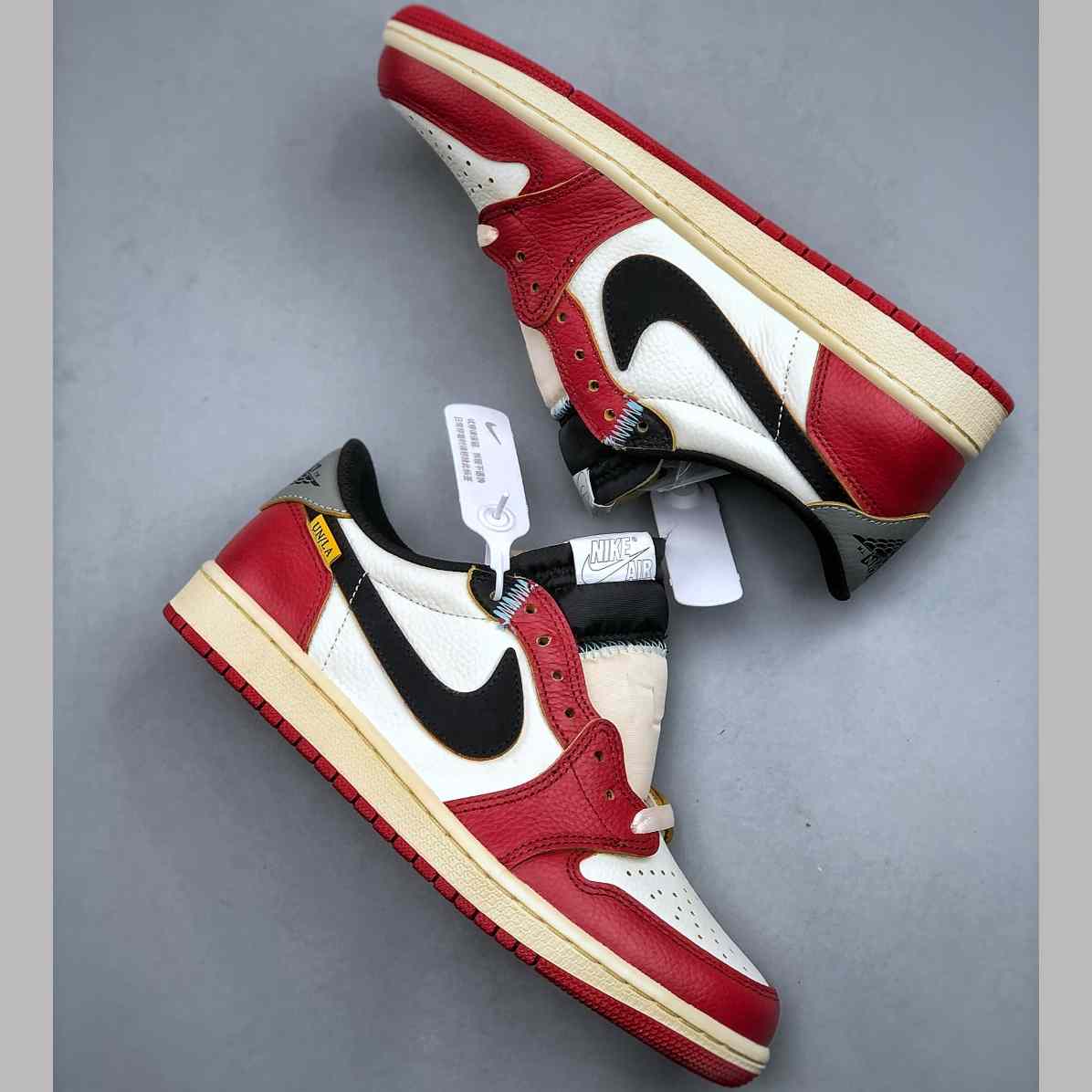 Air Jordan 1 Low “UN White/Red” Lifestyle Sneakers HQ6998-6001 - FashionPlug