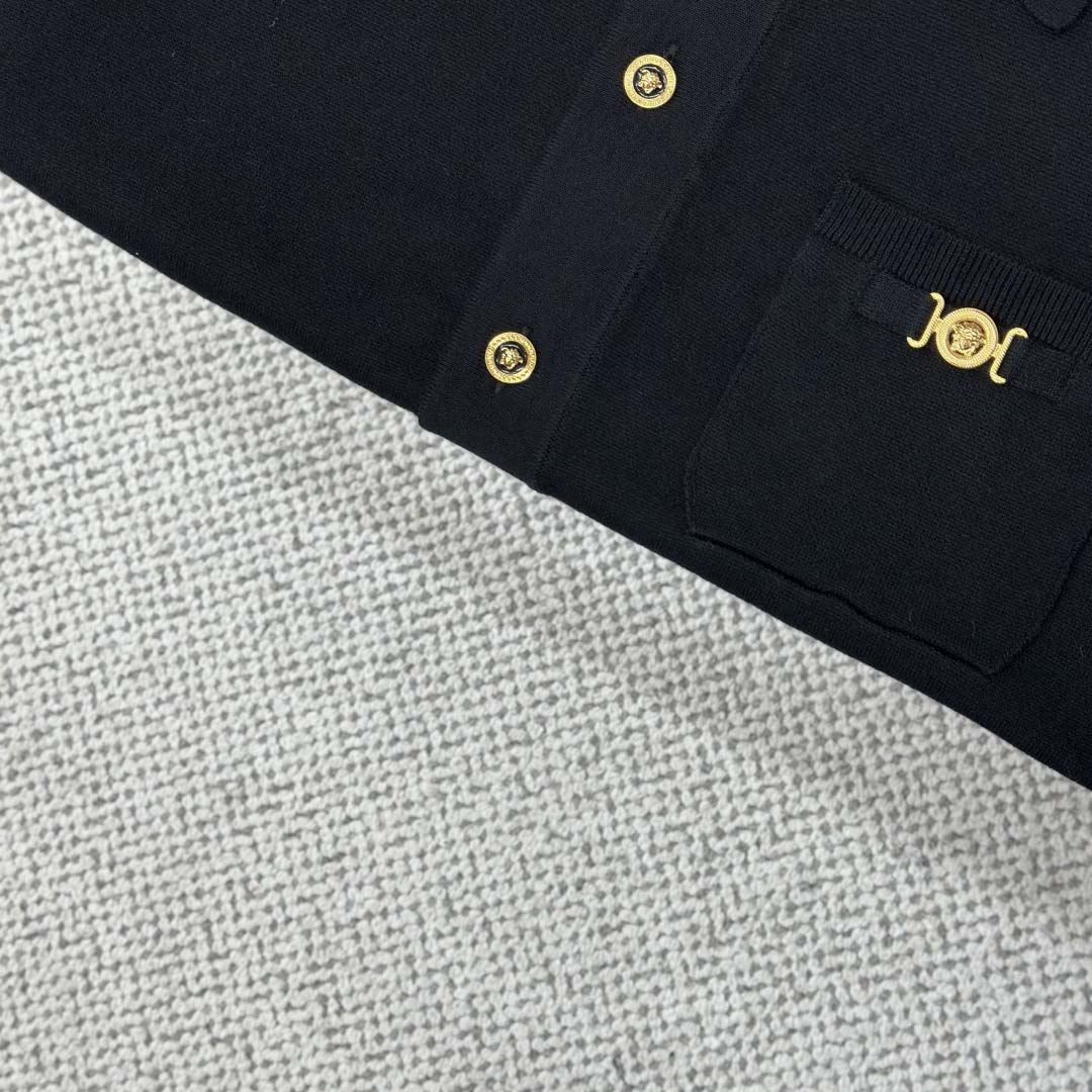 Versace Cashmere-Blend Knit Polo Cardigan - FashionPlug