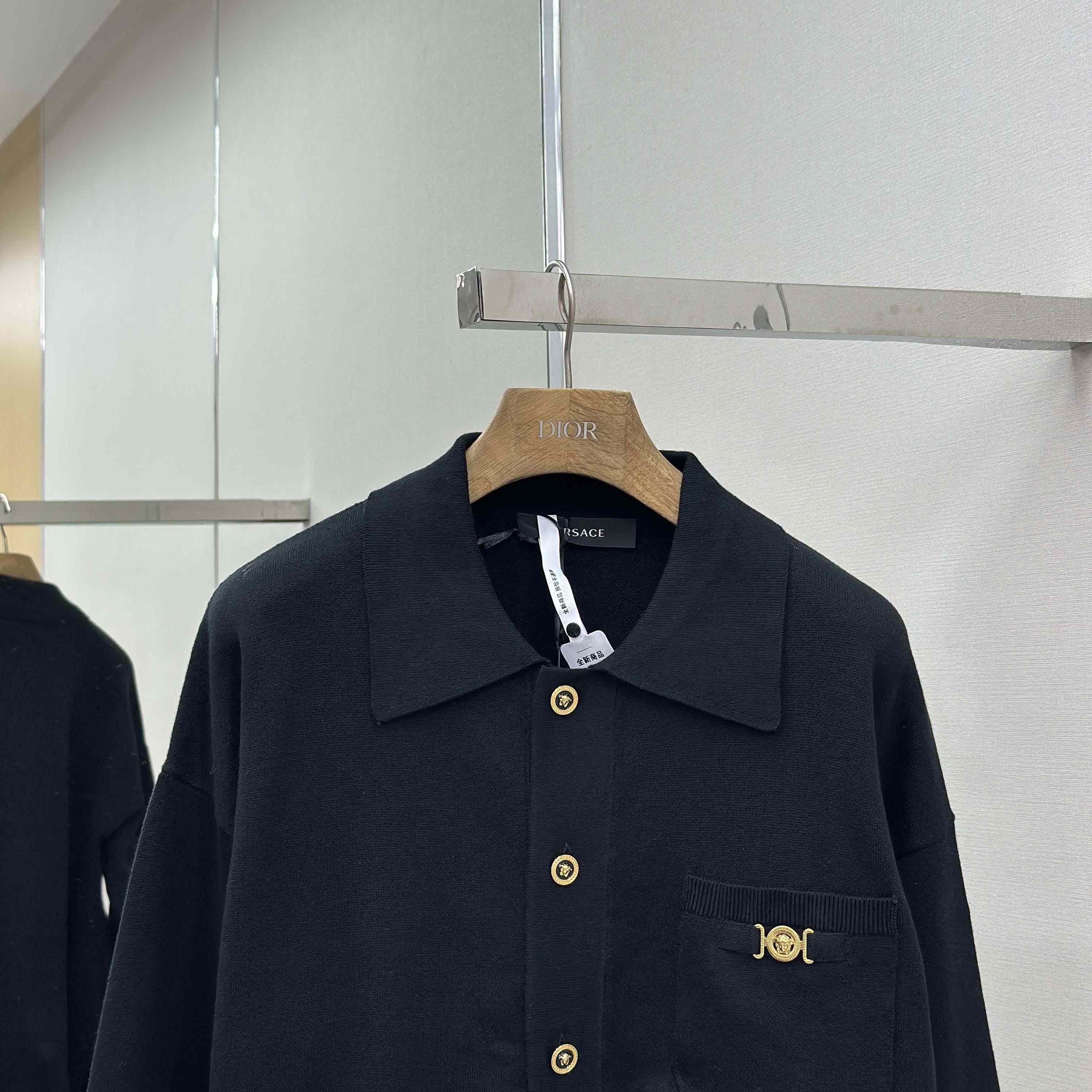 Versace Cashmere-Blend Knit Polo Cardigan - FashionPlug