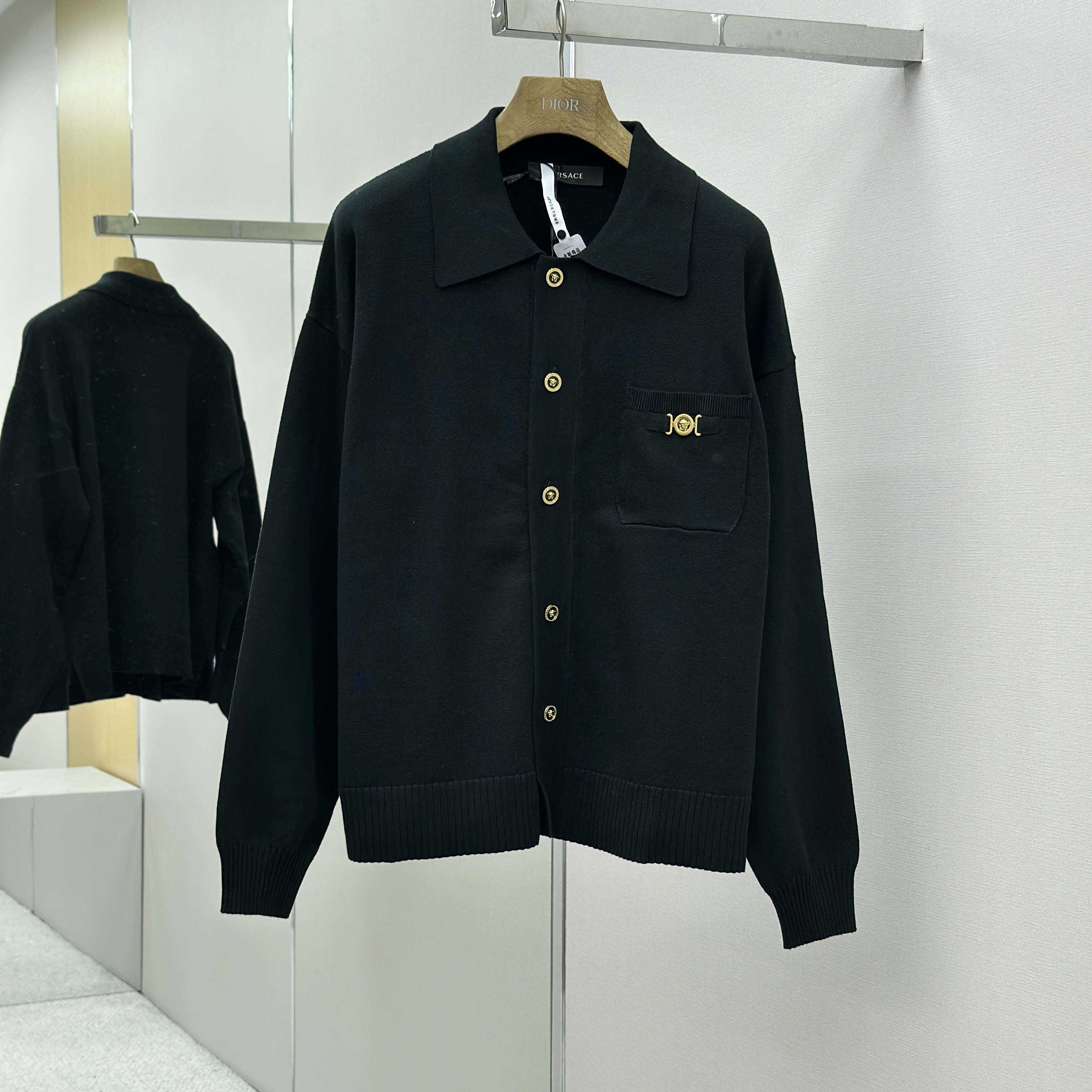 Versace Cashmere-Blend Knit Polo Cardigan - FashionPlug