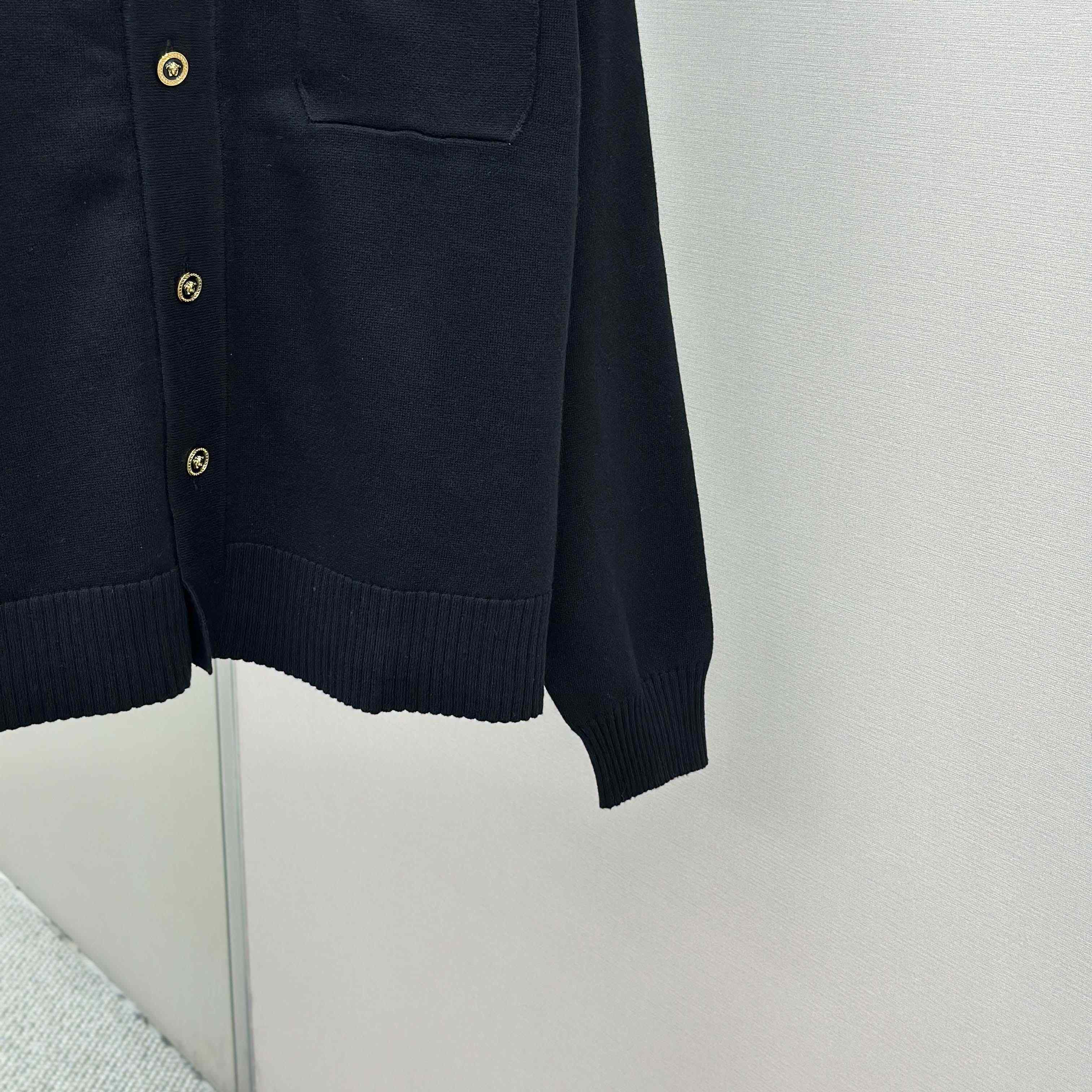 Versace Cashmere-Blend Knit Polo Cardigan - FashionPlug