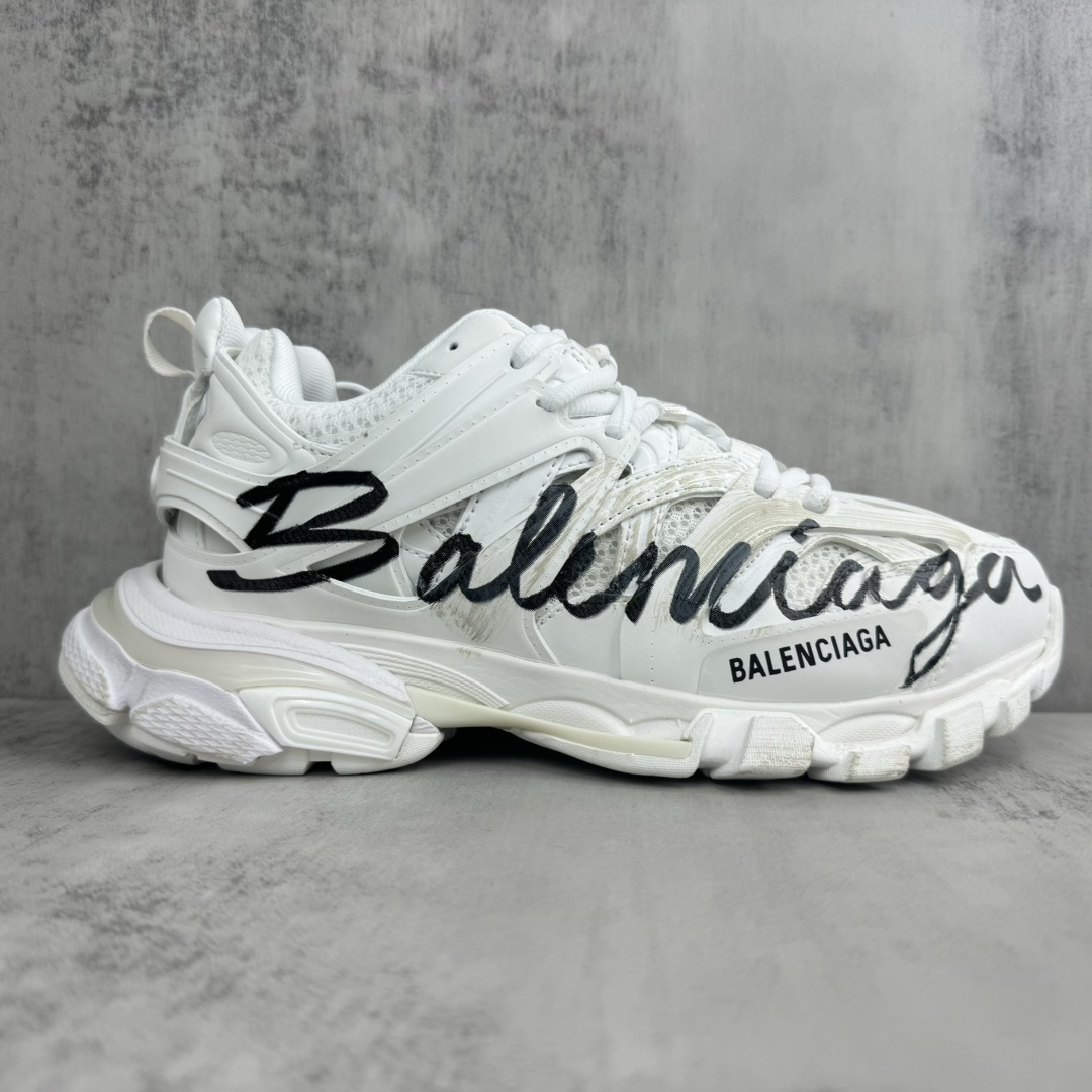 Balenciaga Track Signature Sneaker In White - FashionPlug