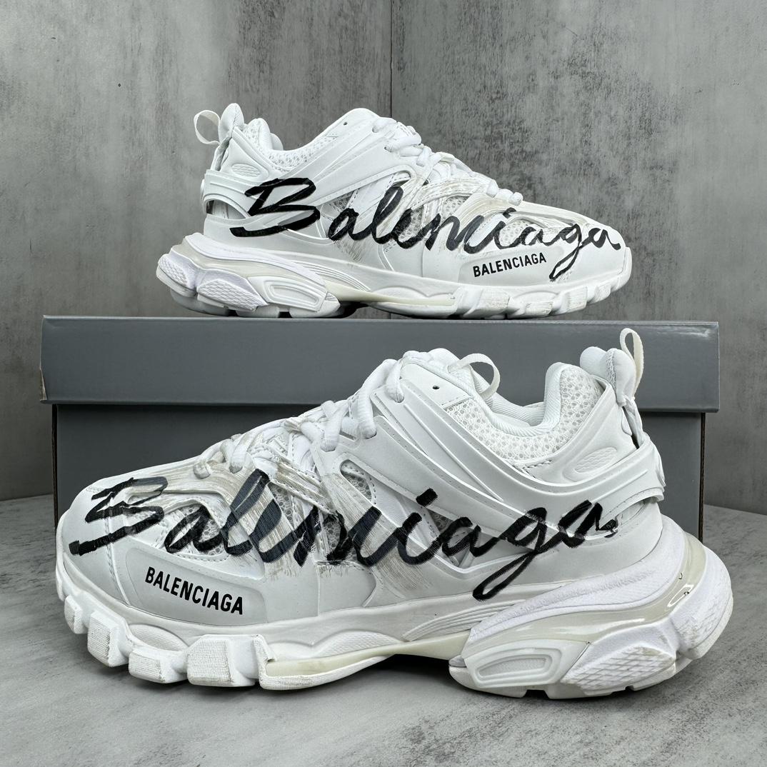 Balenciaga Track Signature Sneaker In White - FashionPlug
