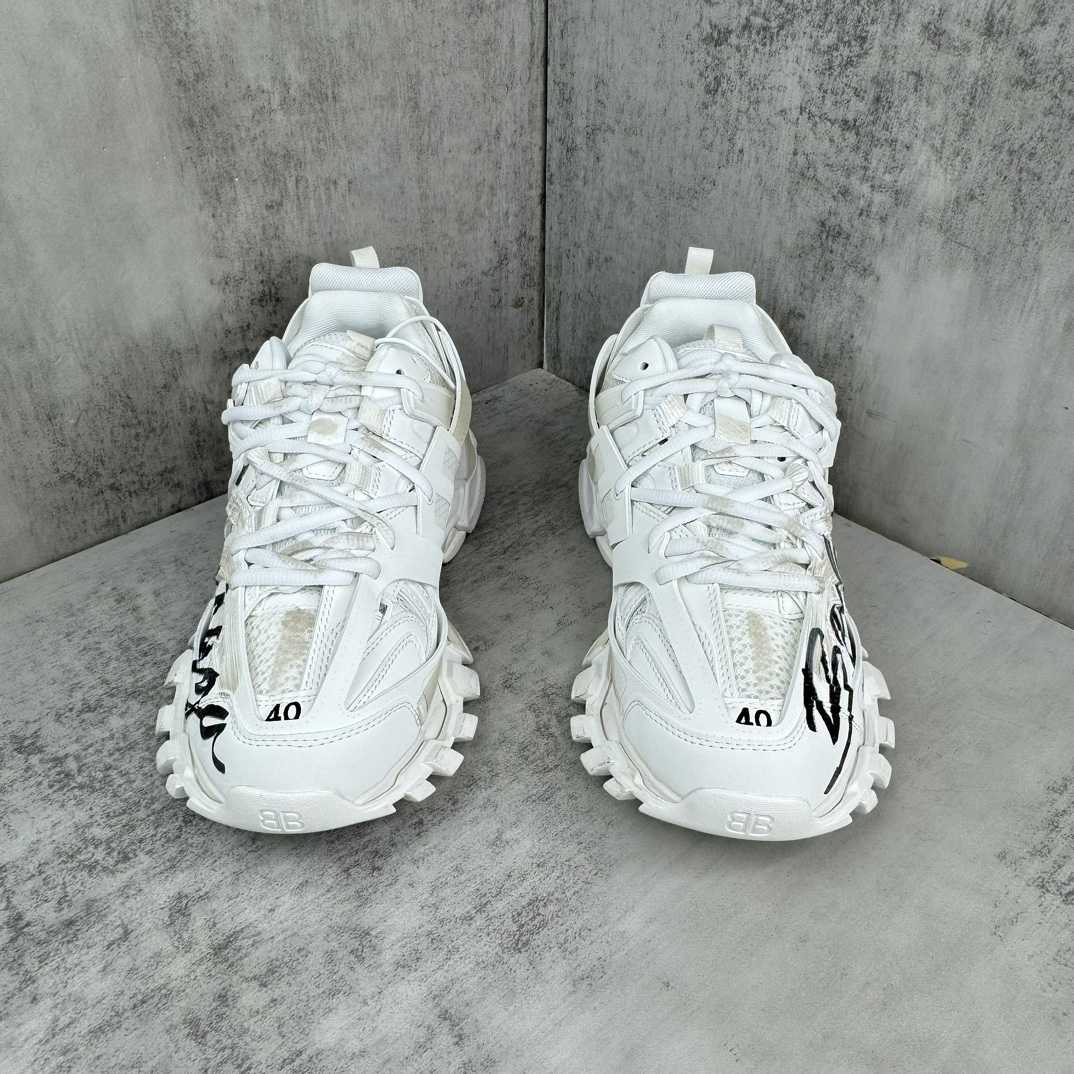 Balenciaga Track Signature Sneaker In White - FashionPlug