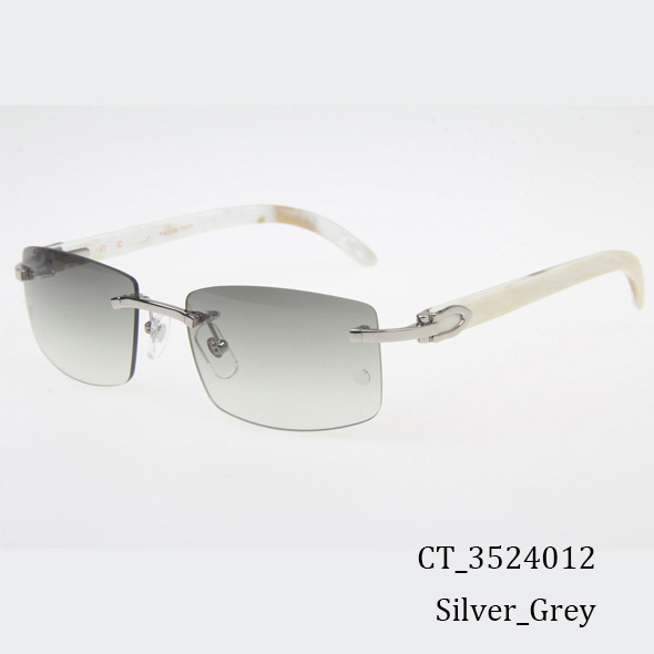 Cartier CT_3524012 White Buffalo Sunglasses In Silver Grey - FashionPlug