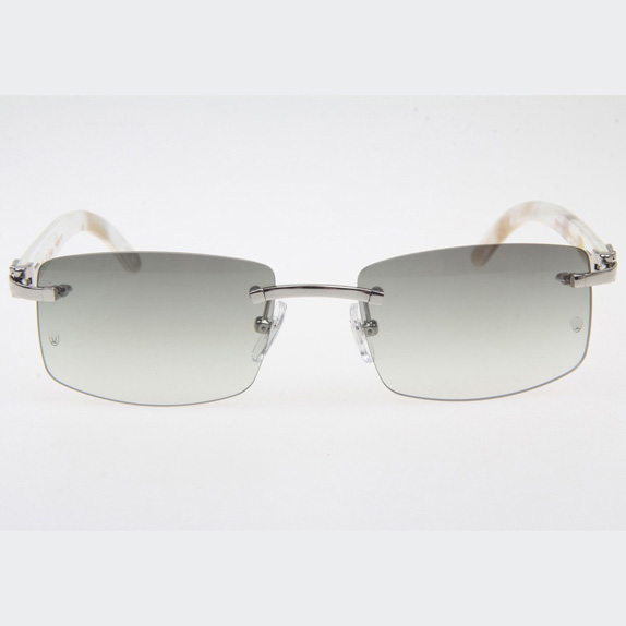 Cartier CT_3524012 White Buffalo Sunglasses In Silver Grey - FashionPlug