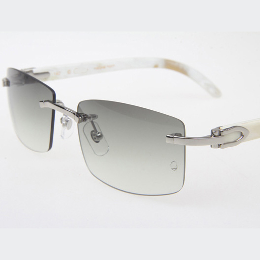 Cartier CT_3524012 White Buffalo Sunglasses In Silver Grey - FashionPlug
