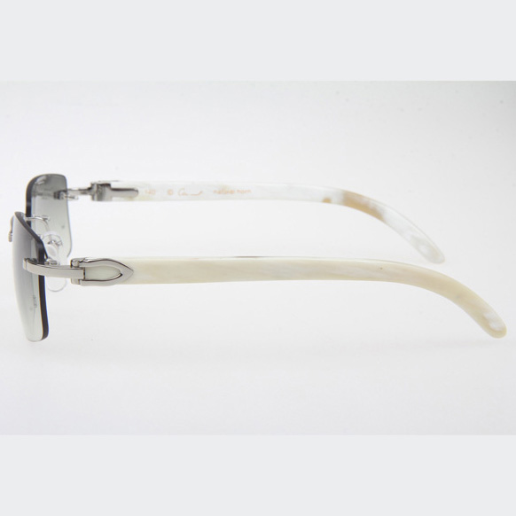 Cartier CT_3524012 White Buffalo Sunglasses In Silver Grey - FashionPlug