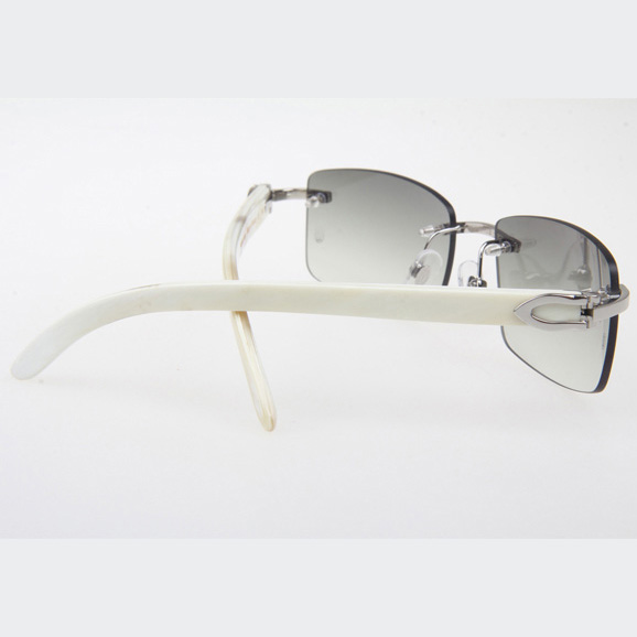 Cartier CT_3524012 White Buffalo Sunglasses In Silver Grey - FashionPlug