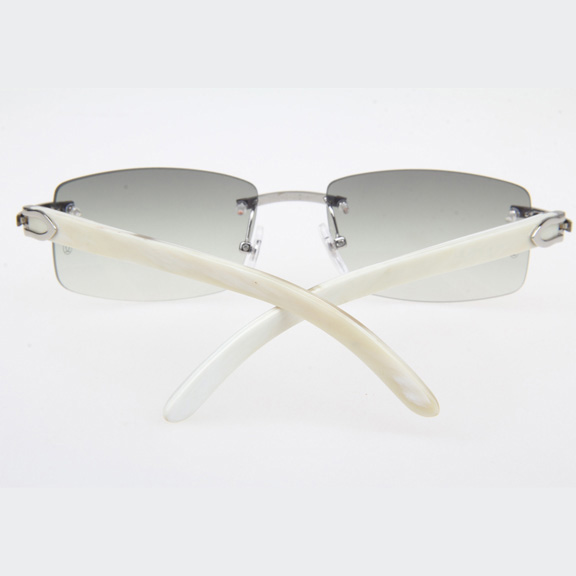 Cartier CT_3524012 White Buffalo Sunglasses In Silver Grey - FashionPlug