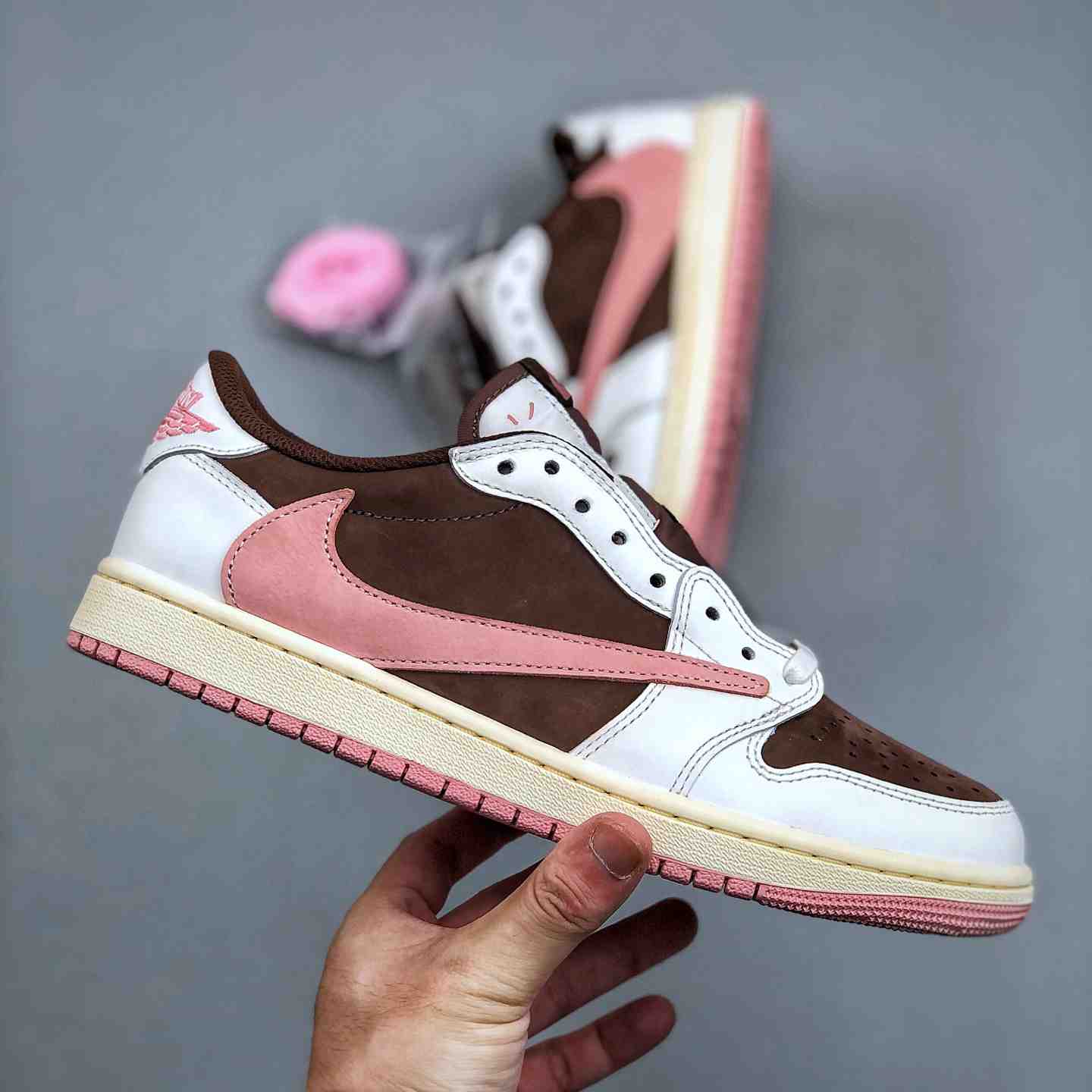 Travis Scott x Air Jordan 1 Low OG “Pink Reverse Swoosh” – Style Code DZ4137-206 - FashionPlug