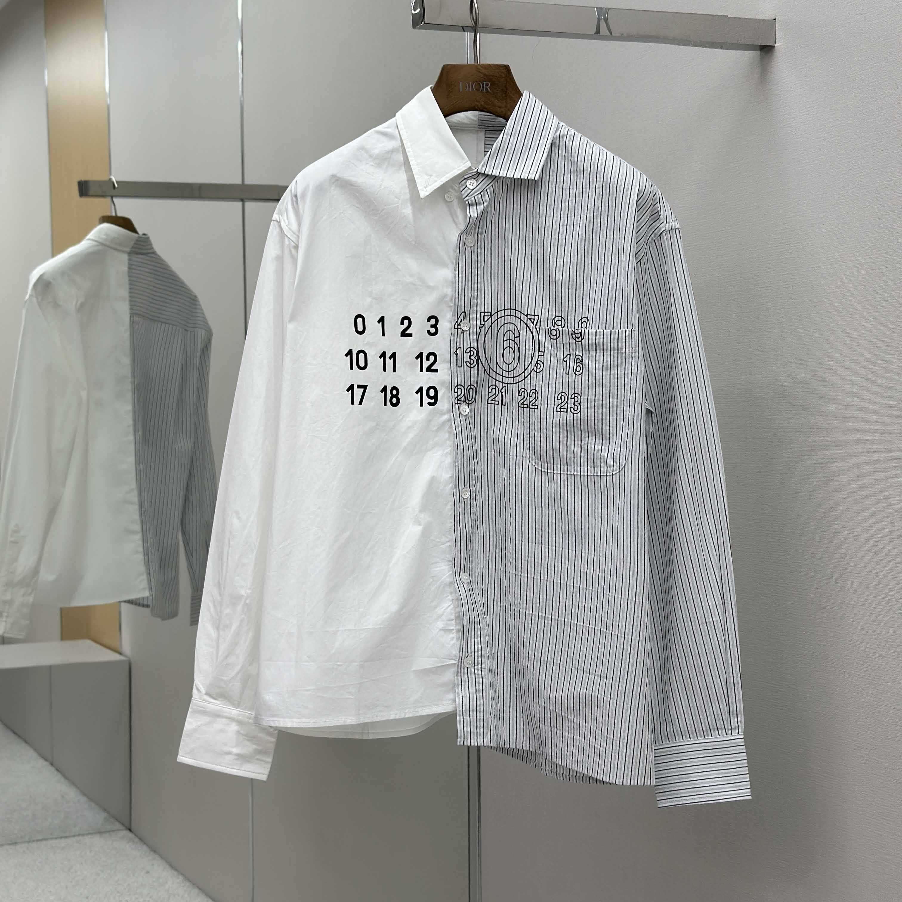 Maison Margiela Striped Panelled Shirt - FashionPlug