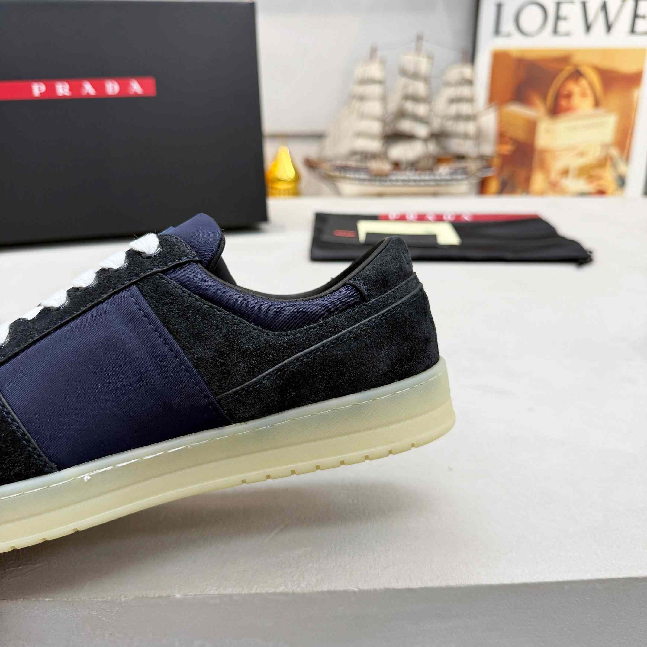 Prada Downtown Eyelets-detail Suede Sneakers - FashionPlug