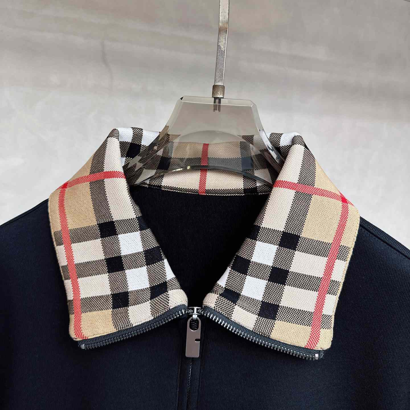Burberry Check Collar Cotton Half-zip Sweatshirt - FashionPlug