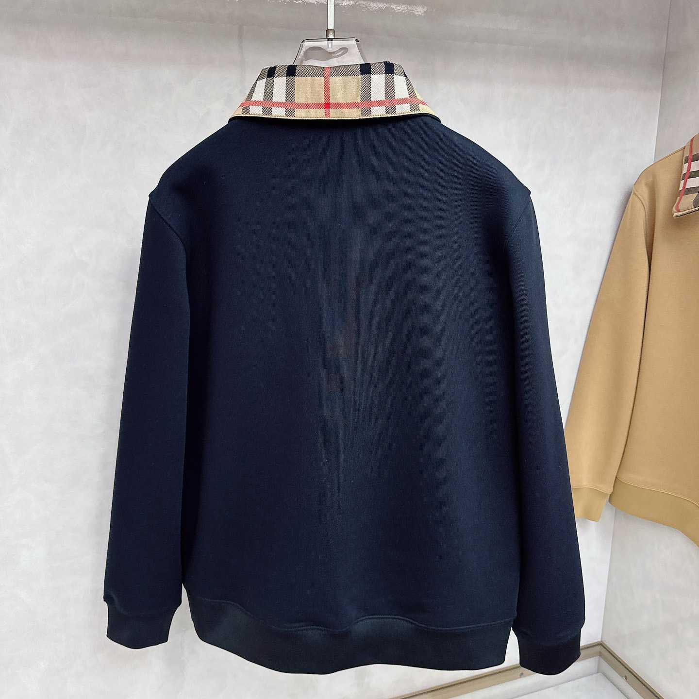 Burberry Check Collar Cotton Half-zip Sweatshirt - FashionPlug