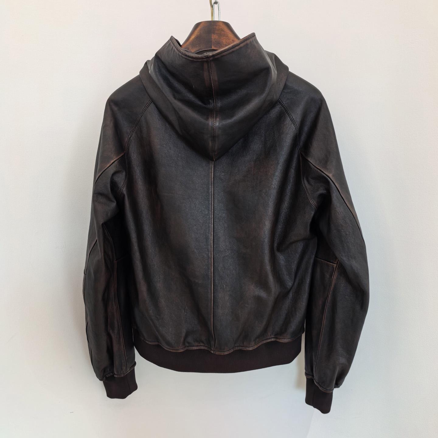 Prada Nappa Leather Hoodie Jacket - FashionPlug