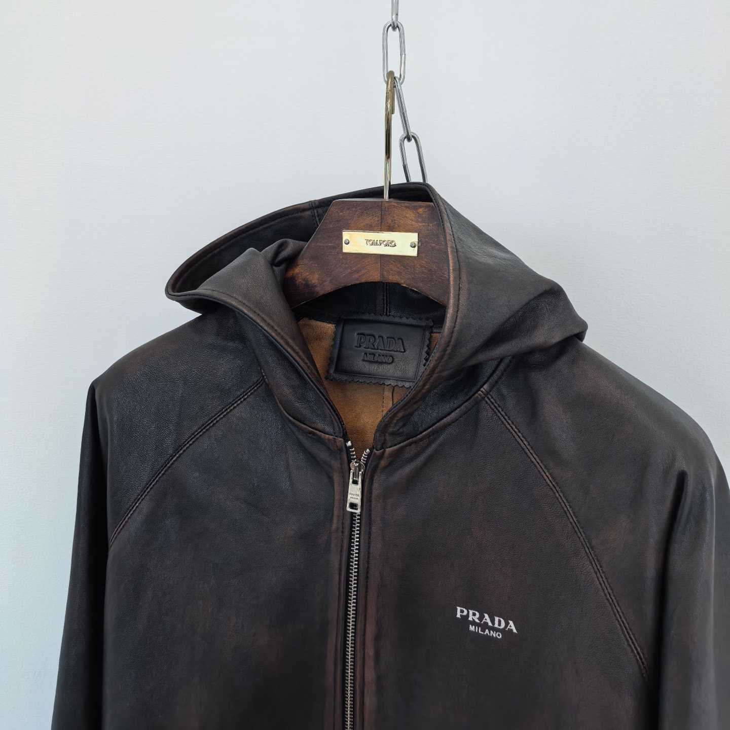 Prada Nappa Leather Hoodie Jacket - FashionPlug