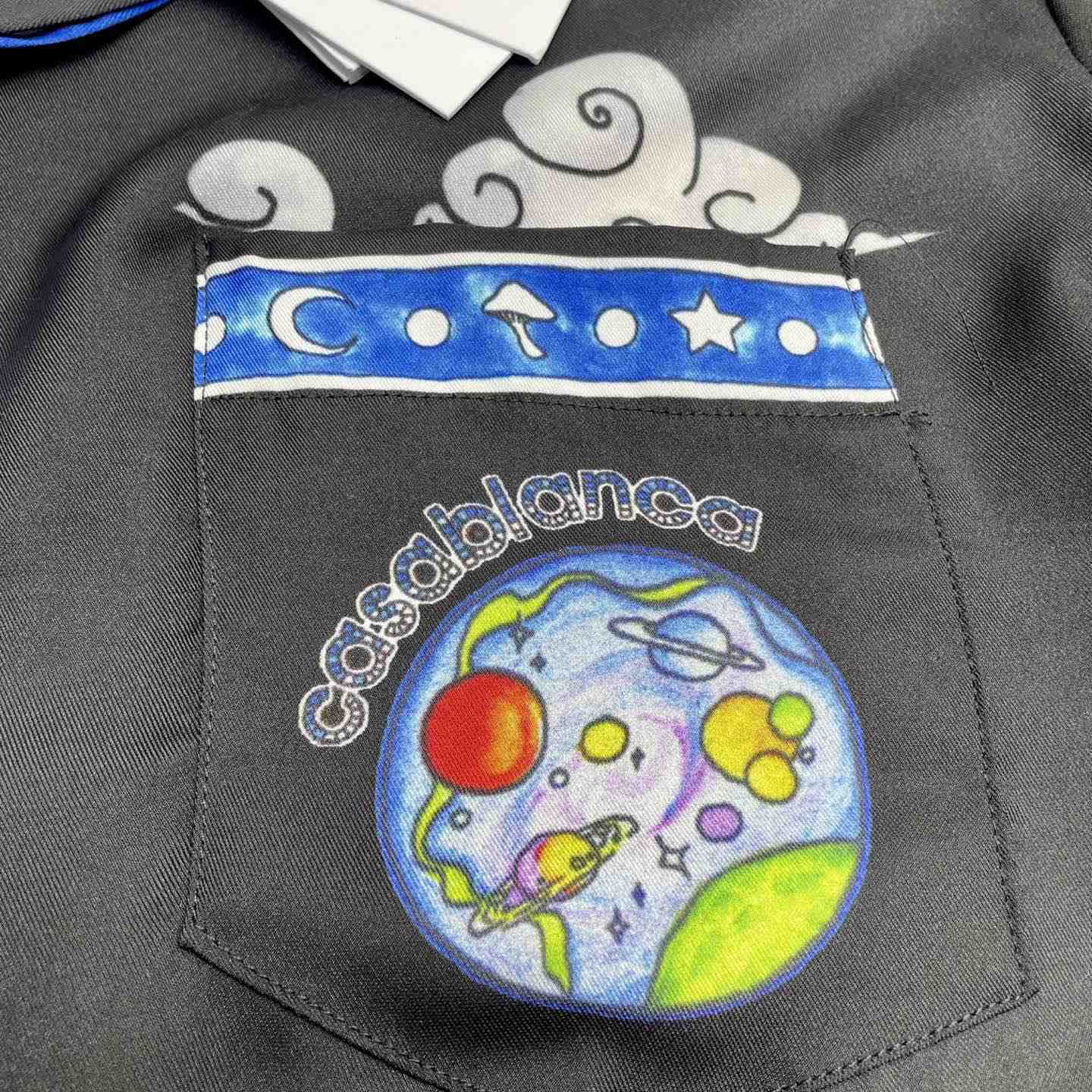 Casablanca The Four Elements Long Sleeve Silk Shirt   CA3546 - FashionPlug