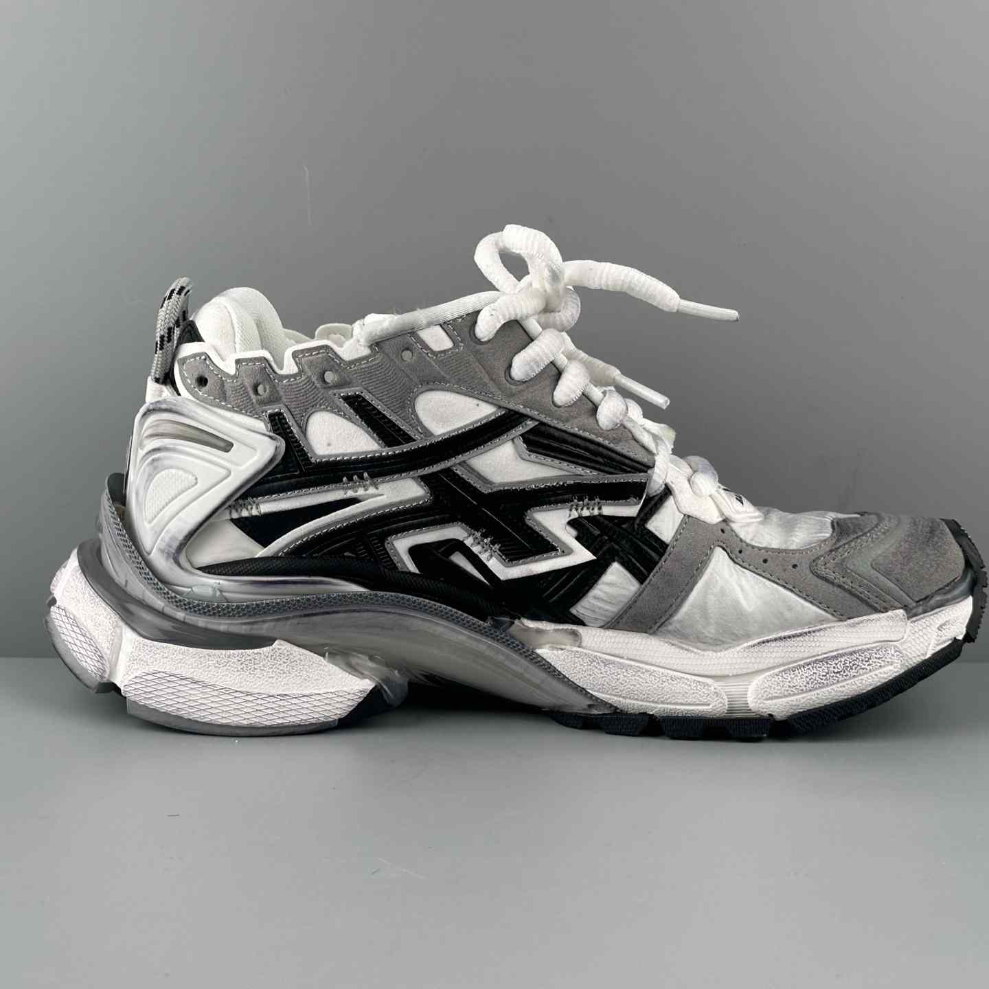 Balenciaga Runner Sneaker In Grey, White And Black - FashionPlug