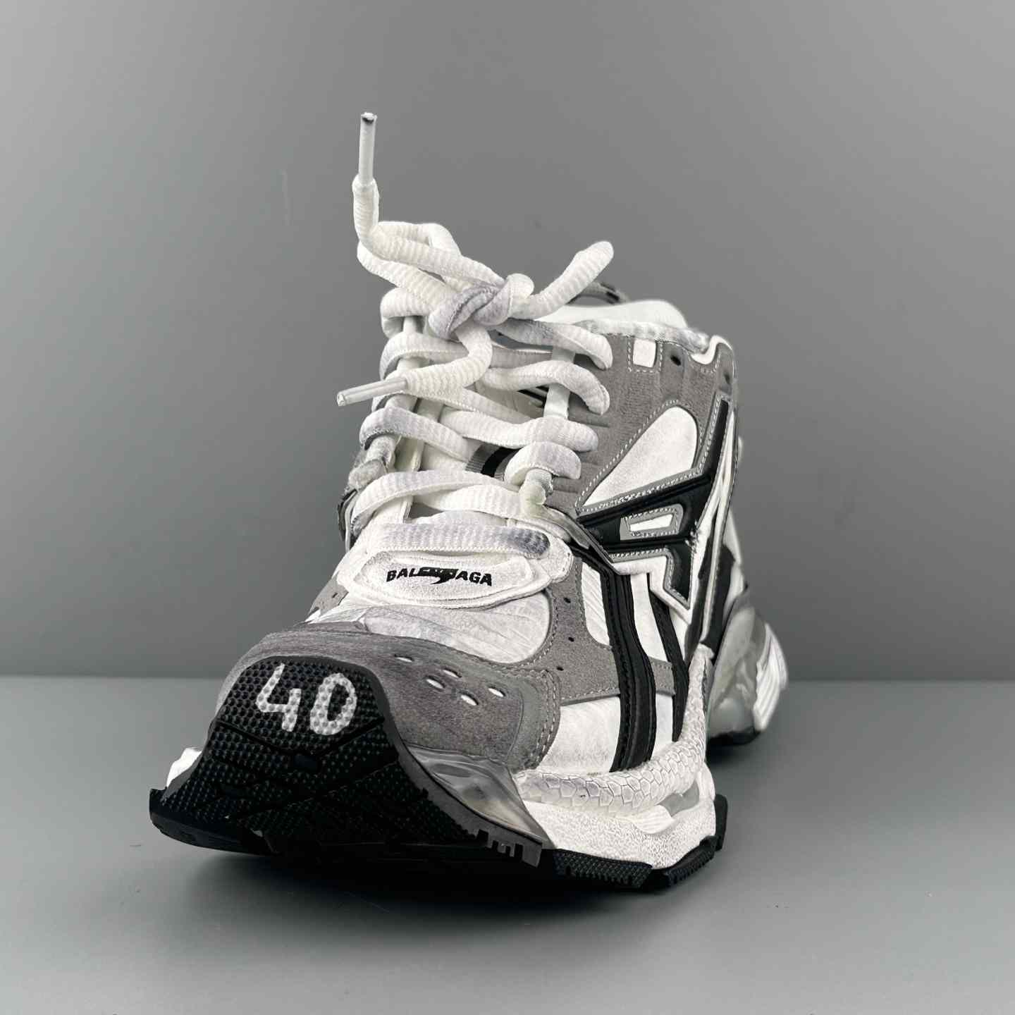 Balenciaga Runner Sneaker In Grey, White And Black - FashionPlug