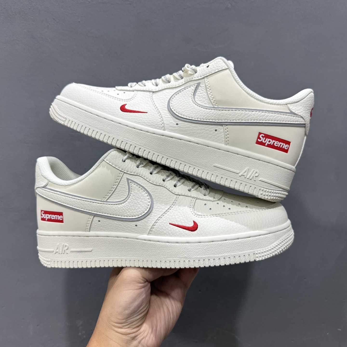Supreme x Nike Air Force 1 ’07 Low “Sail / Red” – CS5288-052 - FashionPlug
