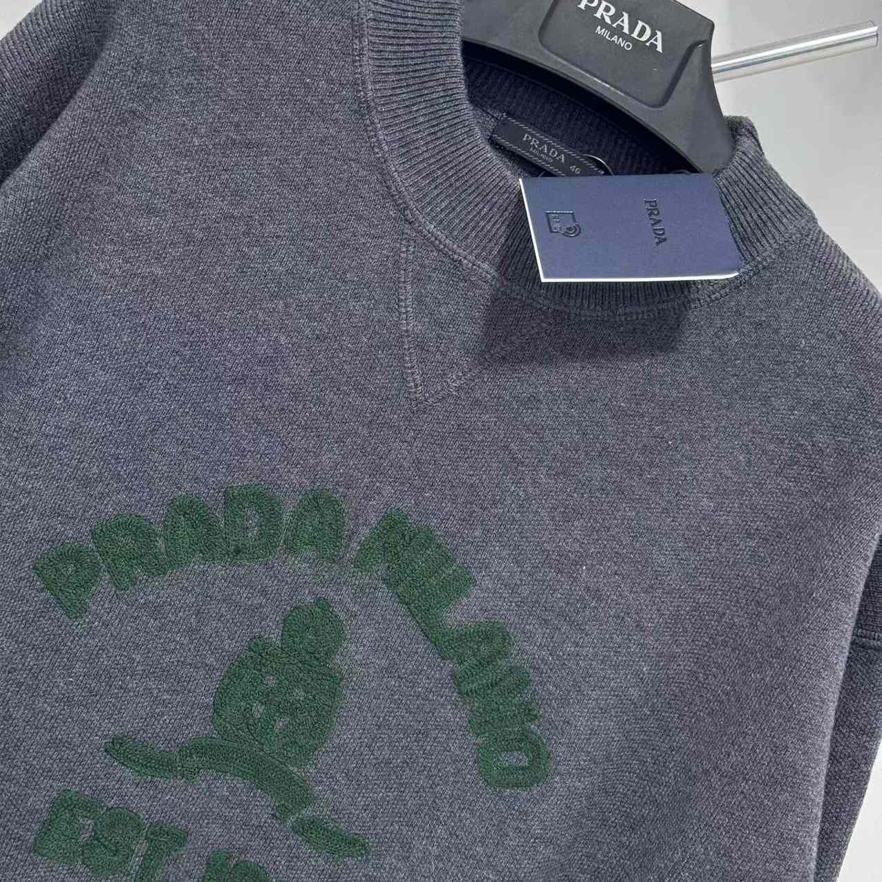 Prada Intarsia-logo Raglan Sweater - FashionPlug