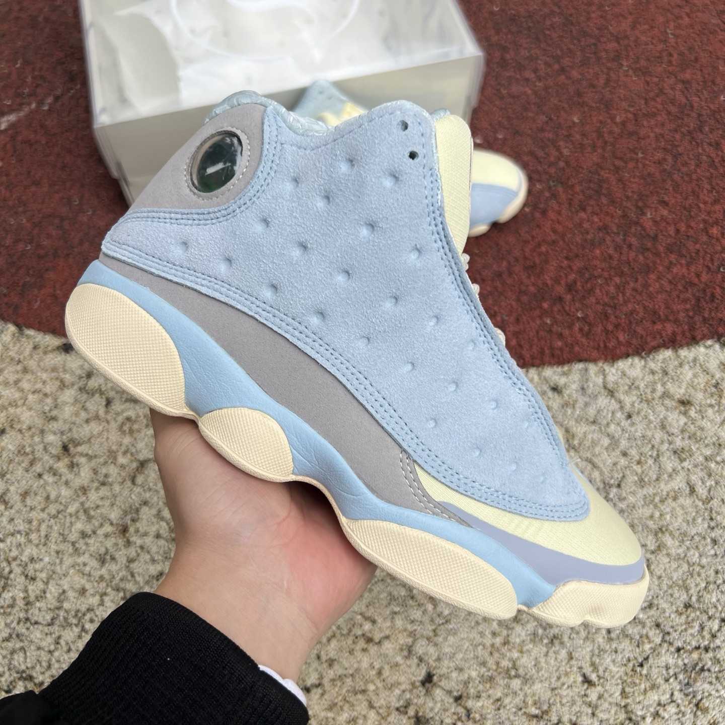 SoleFly x Air Jordan 13 “White/Light Blue” High-Top Lifestyle Sneakers DX5763-100 - FashionPlug