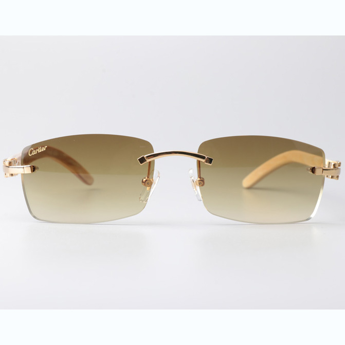 Cartier CT_3524012 White Buffalo Sunglasses In Gold Brown - FashionPlug