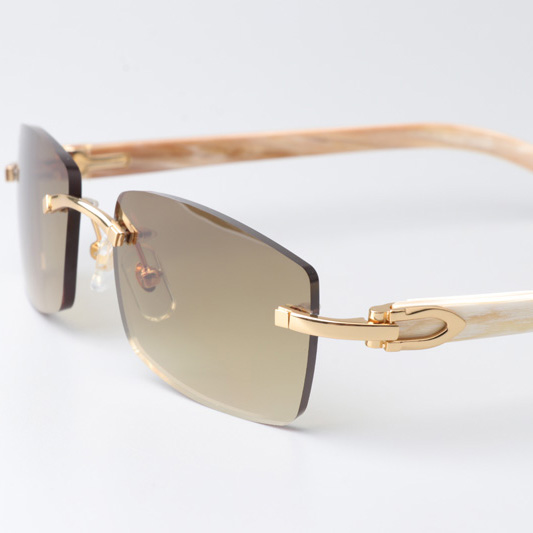 Cartier CT_3524012 White Buffalo Sunglasses In Gold Brown - FashionPlug