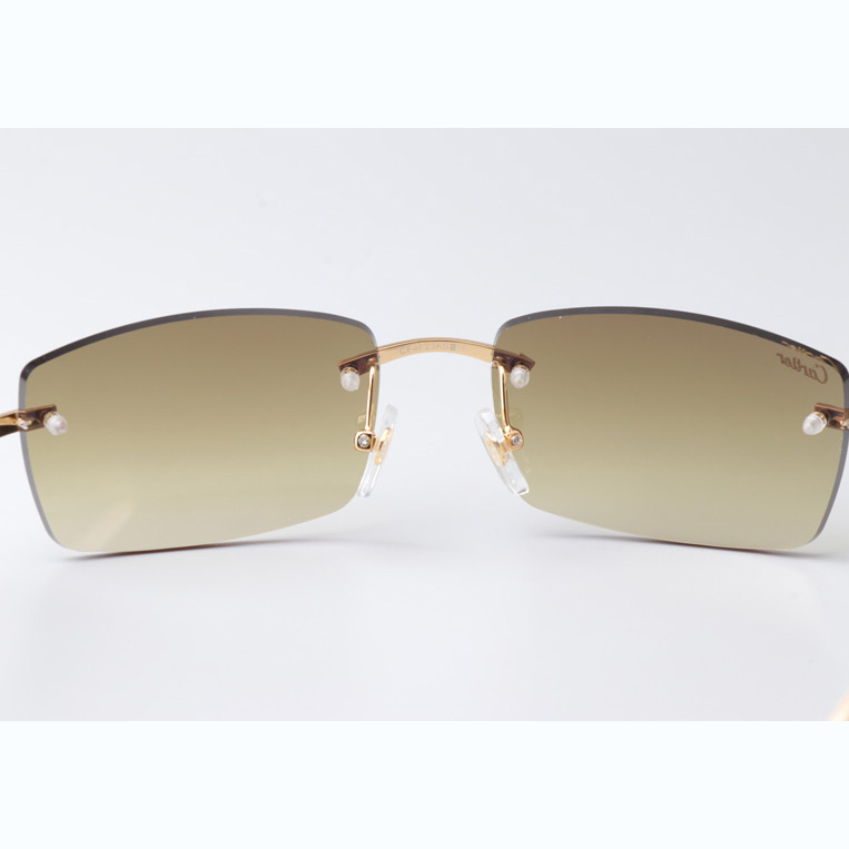 Cartier CT_3524012 White Buffalo Sunglasses In Gold Brown - FashionPlug