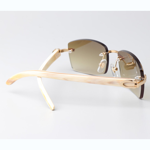 Cartier CT_3524012 White Buffalo Sunglasses In Gold Brown - FashionPlug