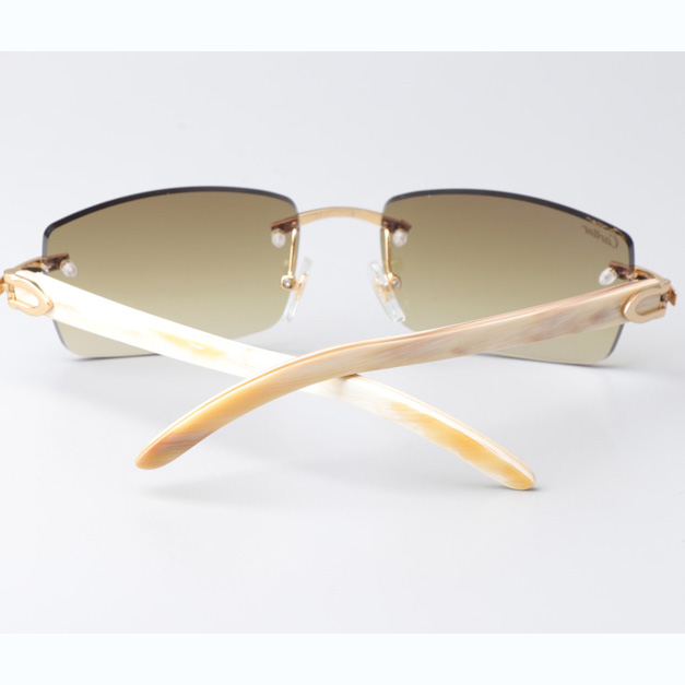 Cartier CT_3524012 White Buffalo Sunglasses In Gold Brown - FashionPlug